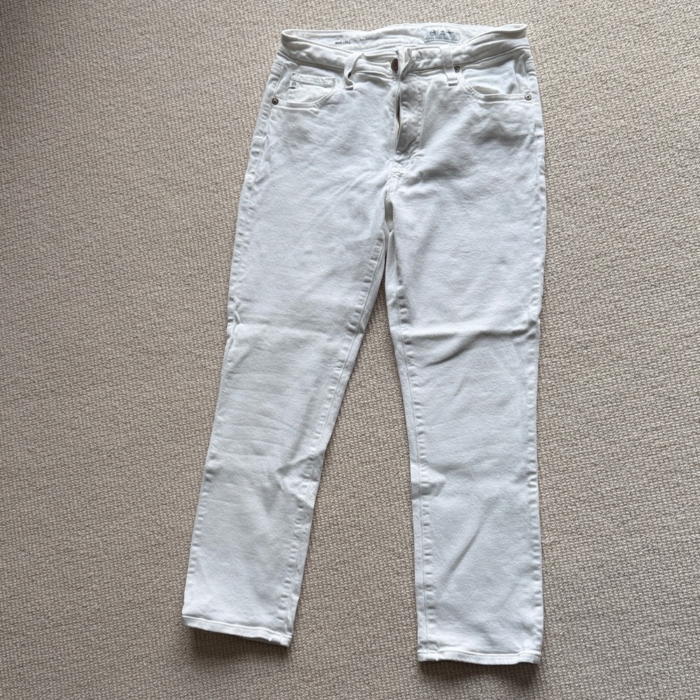 AG Adriano Goldschmied White Cropped Ankle Jeans
